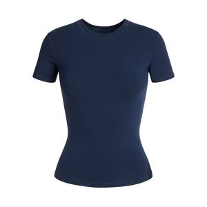 SKIMS NAVY COTTON JERSEY TEE